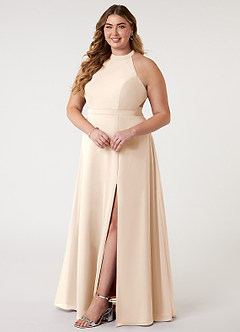 Azazie Clarice Bridesmaid Dresses White Alabaster A-Line Halter Chiffon Dress image11