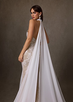 Azazie Kaiyana Abiti da Sposa Abito Tubino in Pizzo Collo Alto Diamante Bianco Nudo image7