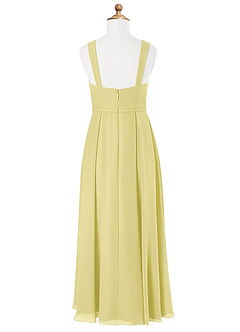Azazie Simoan Junior Abito A-Line in Chiffon Scollo a Cuore Sorbetto Al Limone image5
