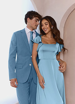 front James Steel Blue Structured Stretch Suit Jacket