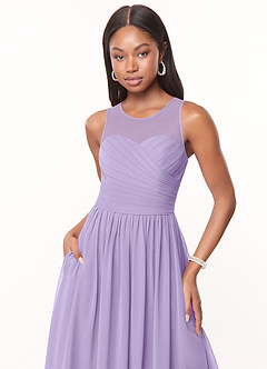 Azazie Nina Bridesmaid Dresses Lilac A-Line Pleated Chiffon Dress image5