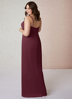 Azazie Tayla Bridesmaid Dresses Cabernet Sheath Square Neckline Chiffon Dress image9