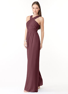 Azazie Berdie Jurken voor bruidsmeisjes Jumpsuit van Chiffon Houder Sangria image3