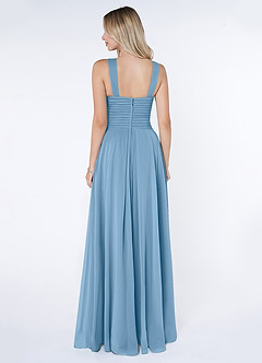 Azazie Kaleigh Bridesmaid Dresses Steel Blue A-Line Pleated Chiffon Dress image2