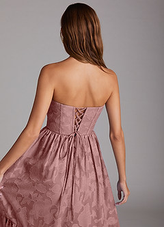Azazie Delphina Bridesmaid Dresses Dusty Rose A-Line Strapless Floral Burnout Convertible Dress image6