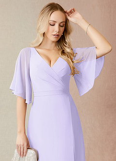 Azazie Cierra Bridesmaid Dresses Lilac A-Line V-Neck Chiffon Dress image6