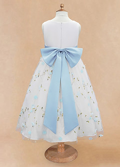 Azazie Pollie Flower Girl Dresses Sky Blue Sky Blue A-Line Bow Tulle Dress image12