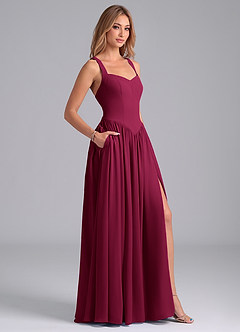 Azazie Francis Bridesmaid Dresses Burgundy A-Line Corset Chiffon Dress image6