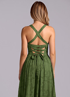 Azazie Francis Robes de demoiselle d'honneur Robe Trapèze en Blumen-Burnout Corset Olive image8