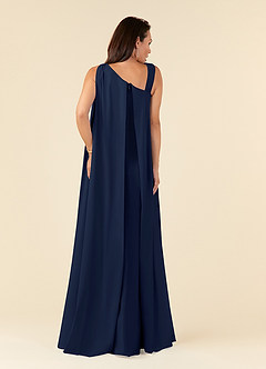 Azazie Franchesca Mother of the Bride Dresses Dark Navy Mermaid Pleated Stretch Chiffon Dress image5