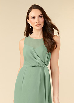 Azazie Marchioness Mother of the Bride Dresses Matcha A-Line Scoop Pleated Chiffon Dress image5
