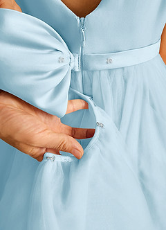 Azazie Pumpkin Flower Girl Dresses Sky Blue A-Line Convertible Tulle Dress image5