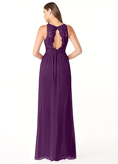 Azazie Luz Bridesmaid Dresses Grape A-Line Lace Chiffon Dress image2