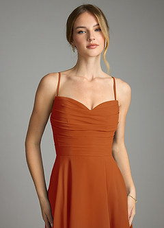 Azazie Ayla Abiti da Damigella Abito A-Line in Chiffon Scollo a Cuore Paprika image5