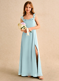 Azazie Chip Girls Formal Flower Girl Dresses Mist A-Line Sleeveless Chiffon Dress image5