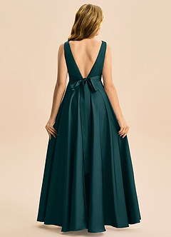 Azazie Gabby Junior Linia A Pofałdowany Satyna elastyczna Długość podłogi Młodsza druhna Sukienka image6