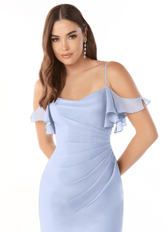 Azazie Emeralda Brautjungfernkleider Etui Schulterfrei Chiffon Kleid Eis image6