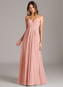 Azazie Amani Bridesmaid Dresses Rosette A-Line Pleated Chiffon Dress image4