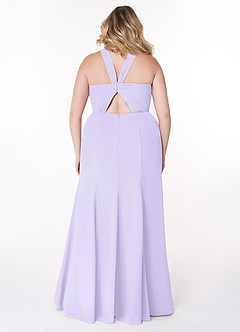 Azazie Rue Vestidos de damas de honor Vestido de Lila de Gasa de Corte en A con Halter image8
