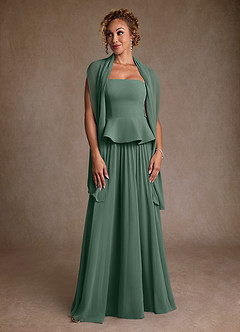 Azazie Josabeth Final Sale Eucalyptus A-Line Pleated Chiffon Dress image4