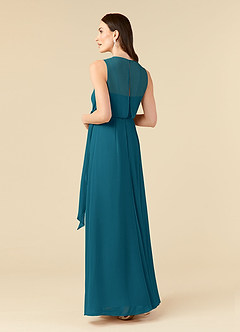 Azazie Marchioness Mother of the Bride Dresses Ink Blue A-Line Scoop Pleated Chiffon Dress image4