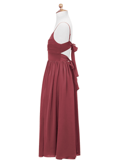 Azazie Zeya Junior Vestido de Merlot de Gasa de Corte En A image9