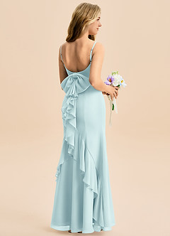 Azazie Lioren Junior Vestido de Vidrio Marino de Gasa de Corte Sirena con Lazo image1