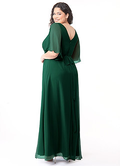 Azazie Cierra Bridesmaid Dresses Emerald A-Line V-Neck Chiffon Dress image12