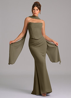 Azazie Sorrel Bridesmaid Dresses Willow Green Mermaid Corset Chiffon Dress image1
