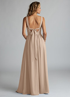 Azazie Aziza Bridesmaid Dresses Taupe A-Line V-Neck Pleated Chiffon Dress image4