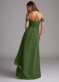 Azazie Marley Bridesmaid Dresses Olive A-Line Off the Shoulder Chiffon Convertible Dress image7