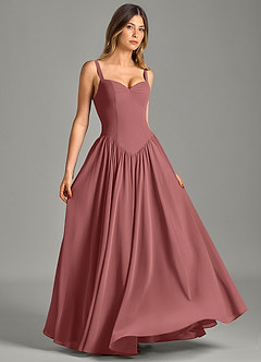 Azazie Evadina Suknie dla druhen Linia A Gorset Szyfon Do ziemi Sukienka image3