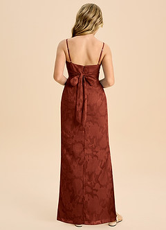 Azazie Mai Junior Etui Plissee Blumen-Burnout Kleid Terrakotta image2