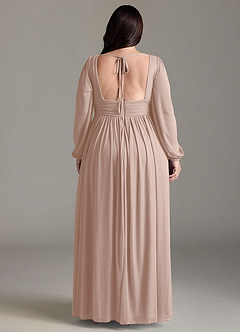 Azazie Norah Brautjungfernkleider A-Linie Lange Ärmel mit V-Ausschnitt Chiffon Kleid Englisches Rosa image7