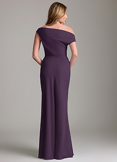 Azazie Emerson Bridesmaid Dresses Plum Sheath Off the Shoulder Chiffon Dress image4
