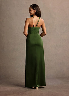 Abby Olive Green Halter Maxi Dress image3