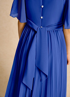 Azazie Gisele Abiti da Ragazza di Fiori Abito A-Line in Chiffon Plissettato Blu Reale image7