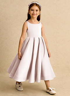 Azazie Babs Flower Girl Dresses Rose Petal Ball-Gown Pleated Matte Satin Dress image4