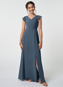 Azazie Claudine Junior Neptune A-Line Pleated Chiffon Dress image1