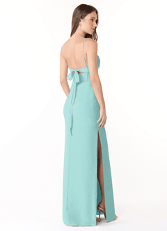 Azazie Mai Brautjungfernkleider Etui Plissee Chiffon Kleid Aqua image4