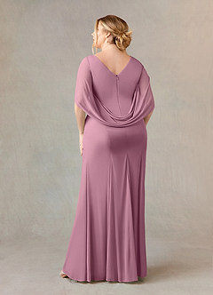 Azazie Belladonna Mother of the Bride Dresses Vintage Mauve Mermaid Scoop Pleated Mesh Dress image9
