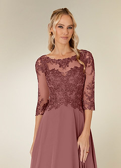 Azazie Monza Mother of the Bride Dresses Desert Rose A-Line Lace Chiffon Dress image8