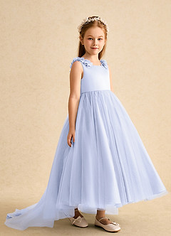 Azazie Lorita Robe Demoiselle D'honneur Fillette Robe Trapèze en Tulle Perlé Lavande image4