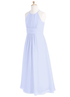 Azazie Bonnie Junior Lavender A-Line Pleated Chiffon Dress image7