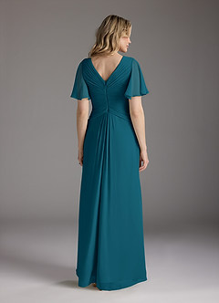 Azazie Morning Glory Abiti per la Madre della Sposa Abito A-Line in Chiffon Increspato con Scollo a V Blu Inchiostro image2