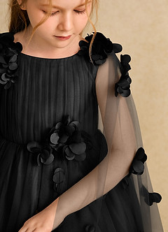 Azazie Staria Blumenmädchenkleider Ballkleid Gestreift Tüll Kleid Schwarz image10