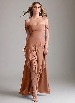 Azazie Sloane Bridesmaid Dresses Bronzer A-Line Sweetheart Neckline Chiffon Dress image5