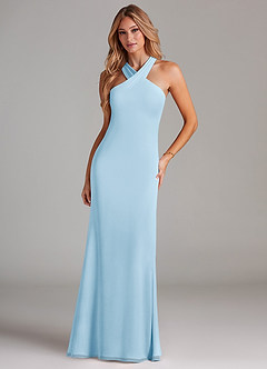Azazie Doretta Bridesmaid Dresses Sky Blue Mermaid Pleated Chiffon Dress image3