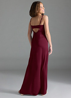 Azazie Leonis Junior Mulberry A-Line Pleated Stretch Satin Dress image5