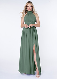 Azazie Iman Bridesmaid Dresses Eucalyptus A-Line A-Line Ruched Chiffon Dress image5